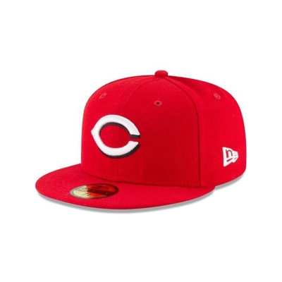 Red Cincinnati Reds Hat - New Era MLB Authentic Collection 59FIFTY Fitted Caps USA7584302